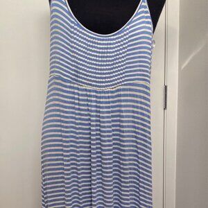 Calvin Kline Blue and White Striped Floor Length Dress with Spaghetti Straps